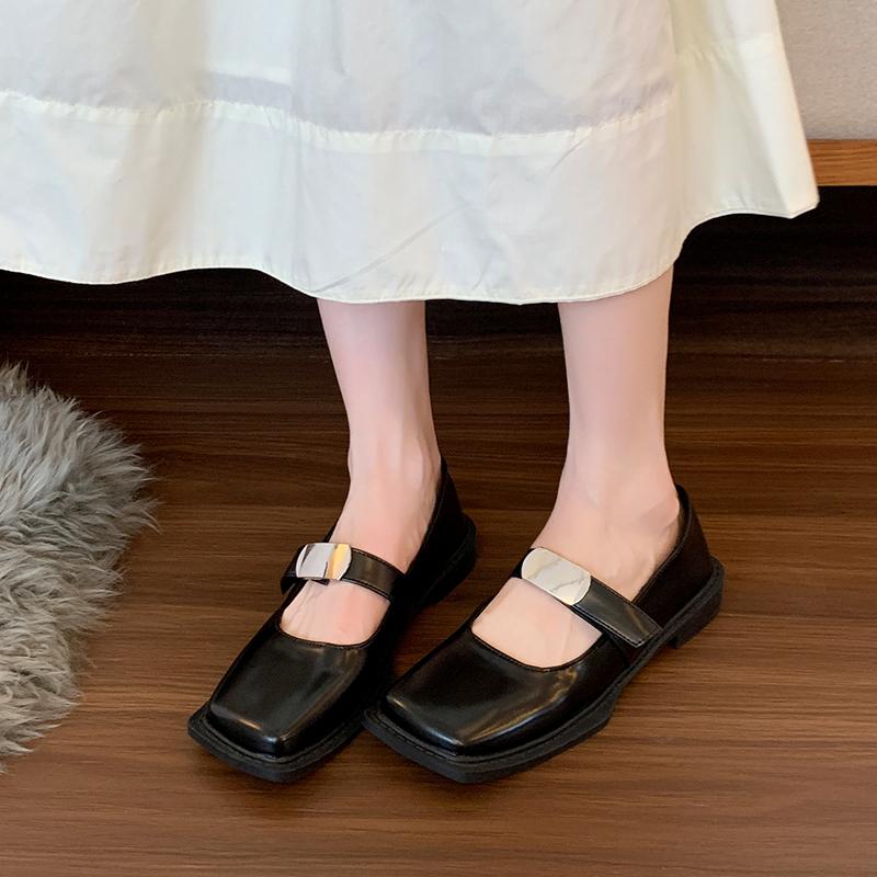 Fashion Women Square Toe Mary Jane Shoes Spring British Style Platform Single Shoes Women Soft Comfortable Slip-on Loafers Zapatos Mujer