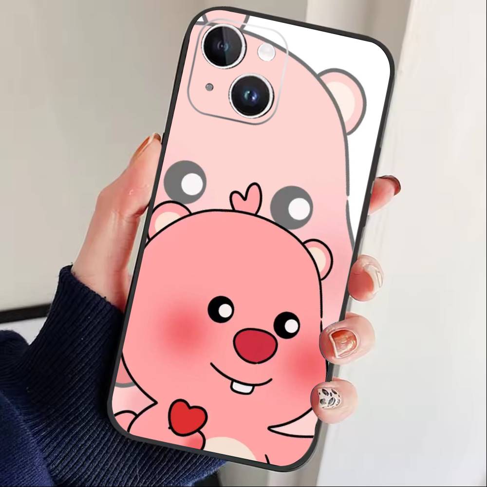 Süße Cartoon L-loopy Handyhülle Für iPhone 16,15,14,13,12,17,Pro Max,Plus Silikon Schwarze Hülle