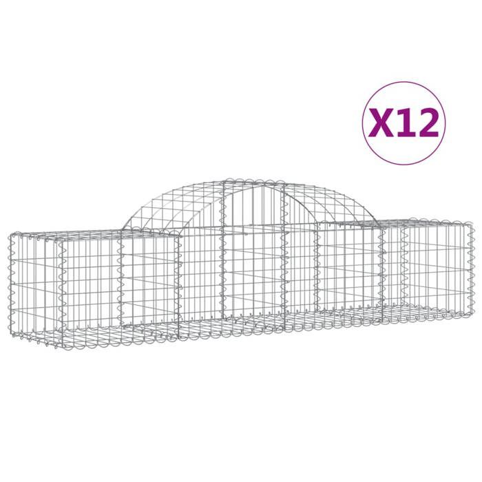 VidaXL Curved Gabion Baskets 12 Pcs 200x50x40/60 Cm Galvanized Iron, Gabion, Gabion Cage, Gabion Wall Basket, Wall 3146267