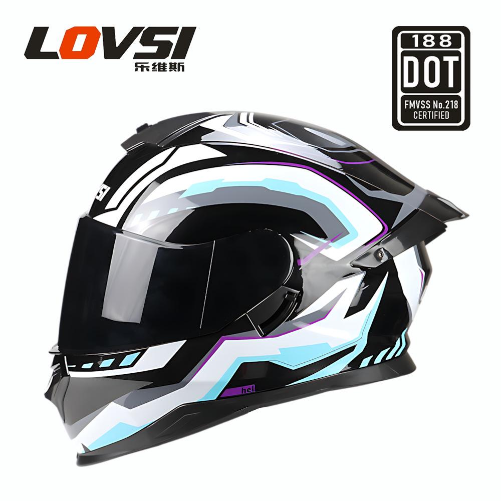 Motorcycle Helmet Men's Helmet Locomotive Full Helmet Men's and Women's Four Seasons Double Lens Helmet Electric Vehicle