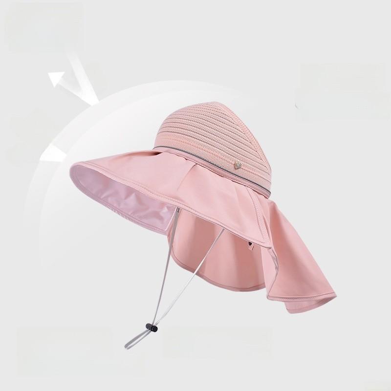 Sun Protection Wide Brim Hat With Shoulder Cape For Women Summer Fashion Accessory