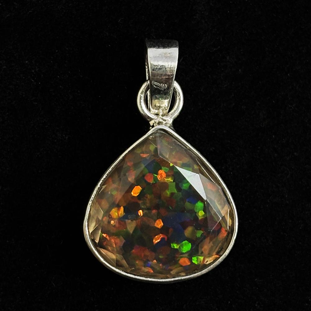 Natural Fire Opal 19 Ct Pear Cut 925 Sterling Silver Gemstone Pendant