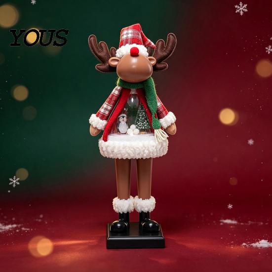 Collectible Christmas Character Statues LED Lighted Figurine, Swirling Glitter Santa Claus Elk Snowman Unique Presents for Friends Decoration
