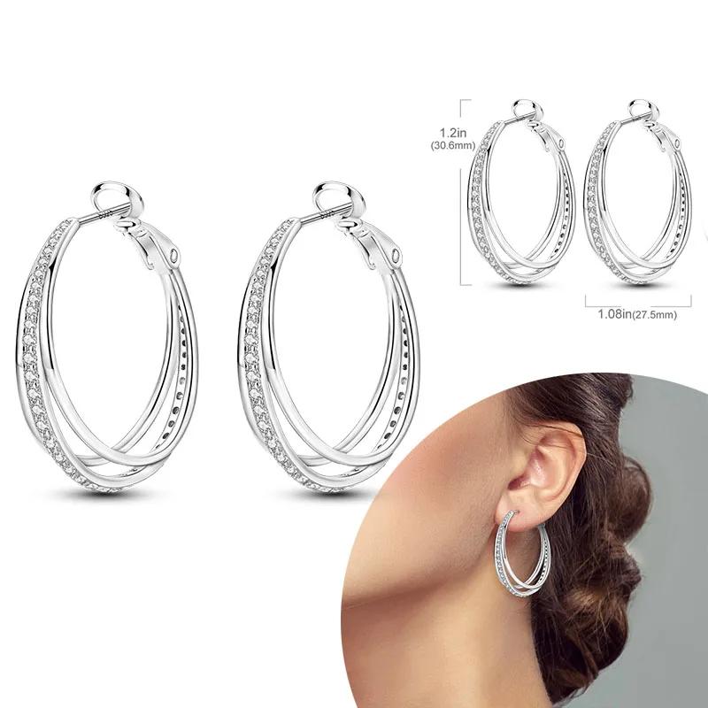 Women Earring 2025 Hot Sales 925 Silver Hoop Earrings Love Heart Butterfly Drop Earring Stud for Women Girls Party Jewelry Gifts