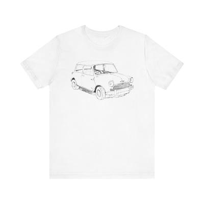 Realistische Potloodtekening van Morris Mini Auto Unisex Jersey Korte Mouw T-shirt Tops