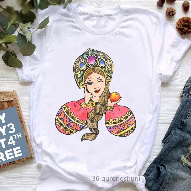 Unisex Russian Doll T-Shirt Women'S Clothing 2024 Funny Summer Fashion Tshirt Femme White Casual T Shirt Female Harajuku Shirt