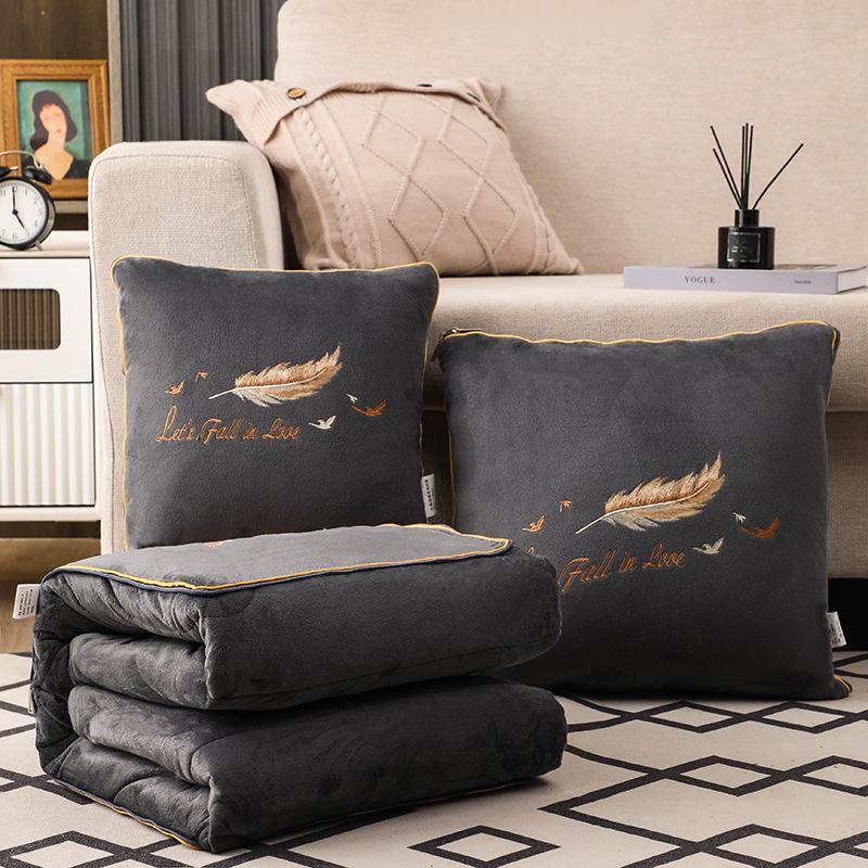 Convertible Coral Fleece Pillow & Blanket - Dual-Use Cushion for Cars & Office