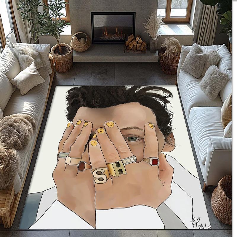 Soft Crystal Velvet Floor Rug,Harry Styles Anti Slip Decorative Carpet, Plush Area Mat For Indoor Home Decoration