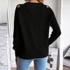 European and American Autumn/Winter Women's Woolen Sweater: Hollow Fabric Strip Patchwork Long Sleeve Knitwear, Round Neck Pullover Top