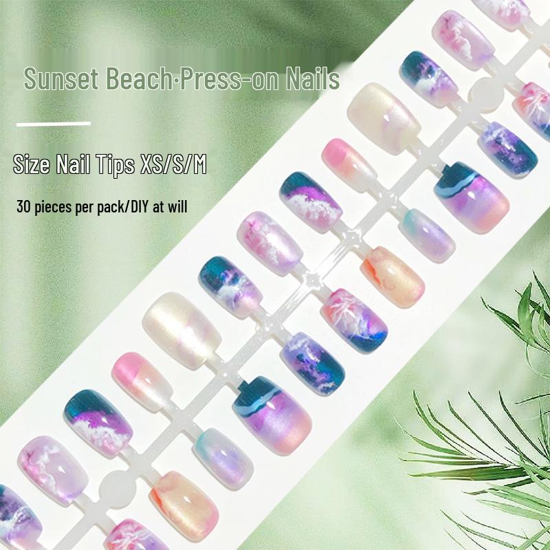 

Cat Eye Pink Ocean Ombre Nail Art Stickers - 30 Pieces Sunset Beach YM467 [30 Pieces/Strip] All Size S