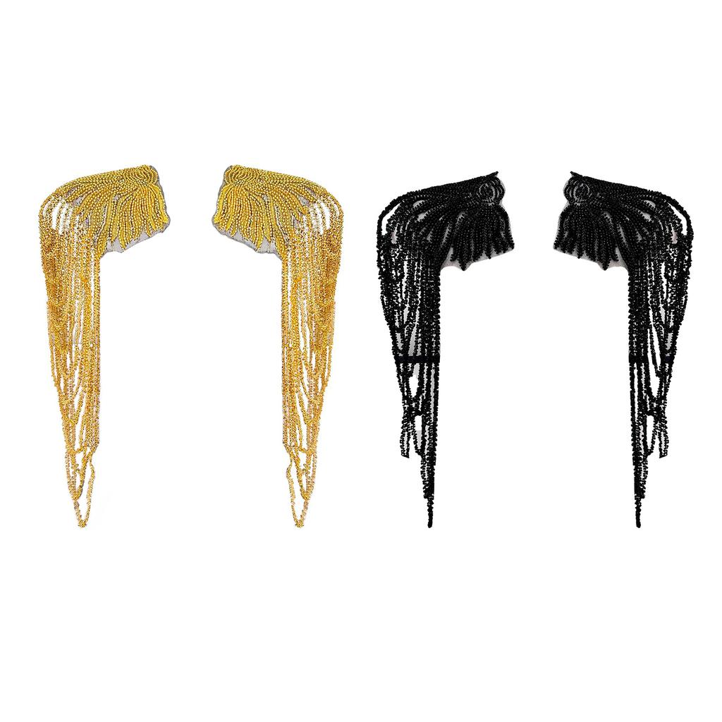 1 Pair Sequined Beaded Uniform Epaulets Party Costume Epaulettes Glittering Shoulder Bars Epaulet for Stage Performances