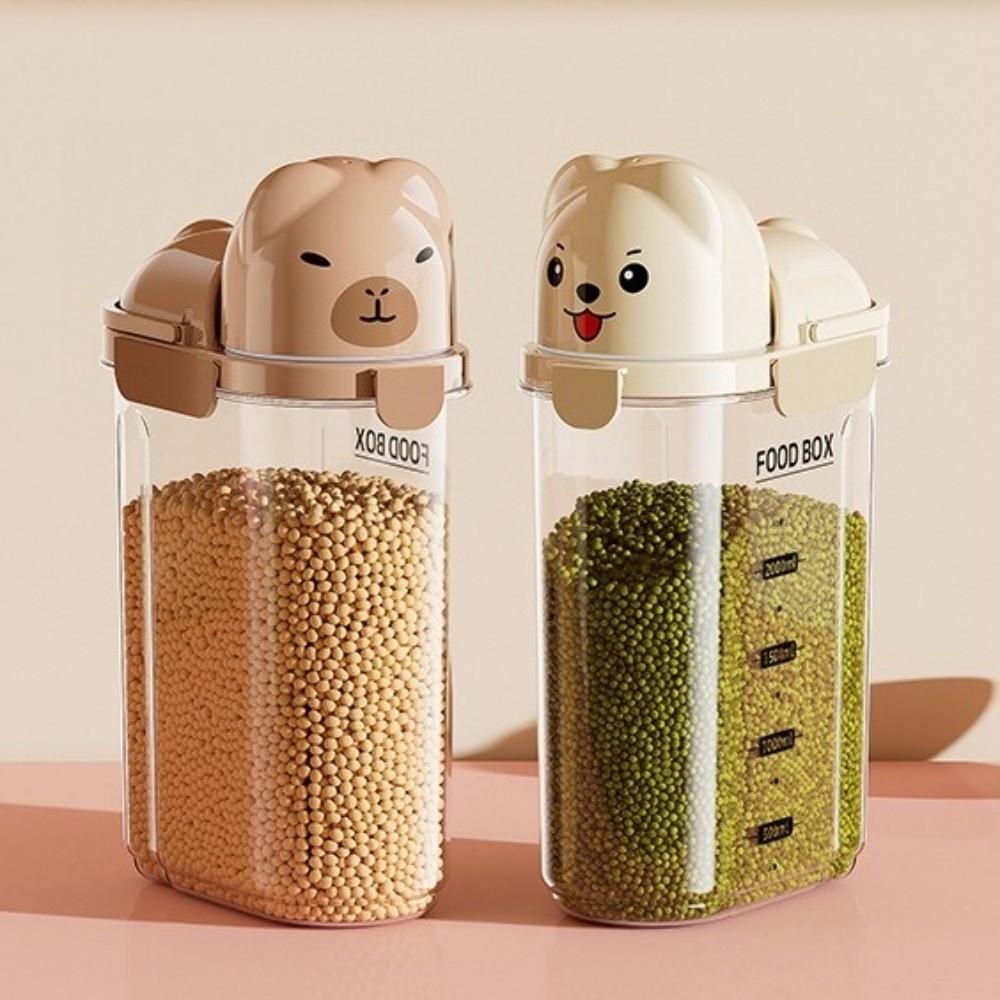Large Capacity Dog Food Storage Box Transparent Leak Proof Food Storage Container with Scale Moisture-proof Grain Storage Boxes