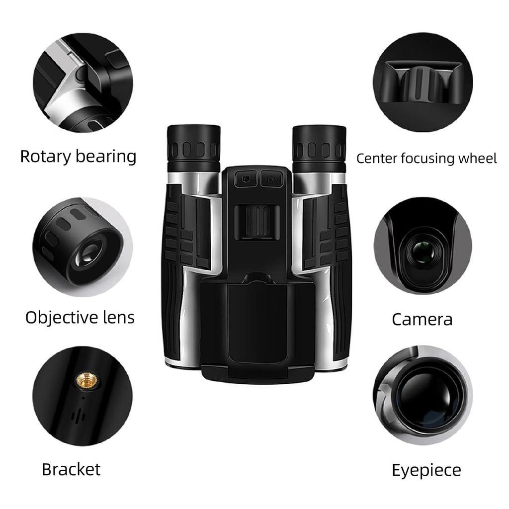 12x32 Camera Binoculars, 2.4-inch Screen, 12x Optical, 8x Digital Zoom, 48MP Photo, 2.5K Video Camera, Bird Watching Binoculars