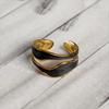 1/3PCS Adjustable White Black Cuff  Stainless Steel Ring Irregular Double Layer Chunky Stackable Open Rings For Women Jewelry