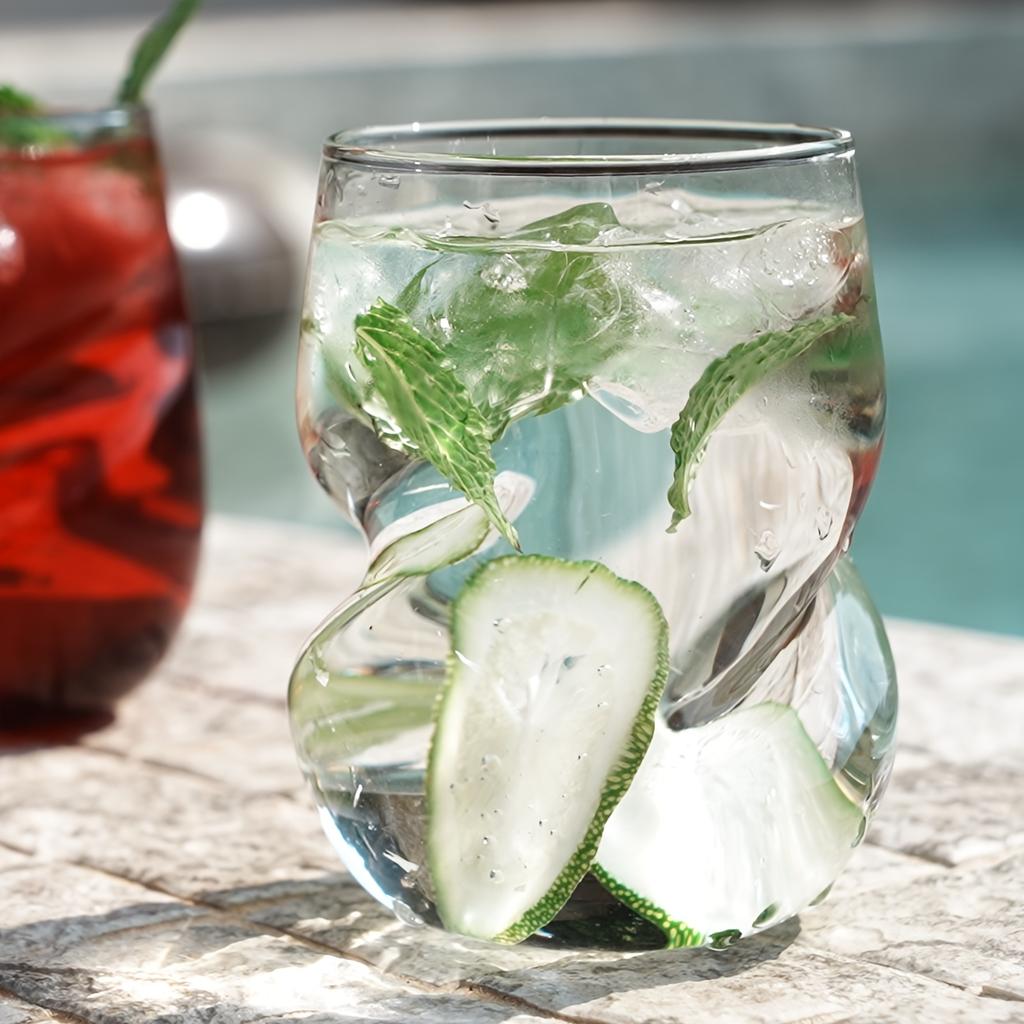 Rotweingläser - Hochborosilikatglas, Einzigartiges Wirbeldesign, Spülmaschinenfest, Perfekt für Eiskaffee, Latte, Saft