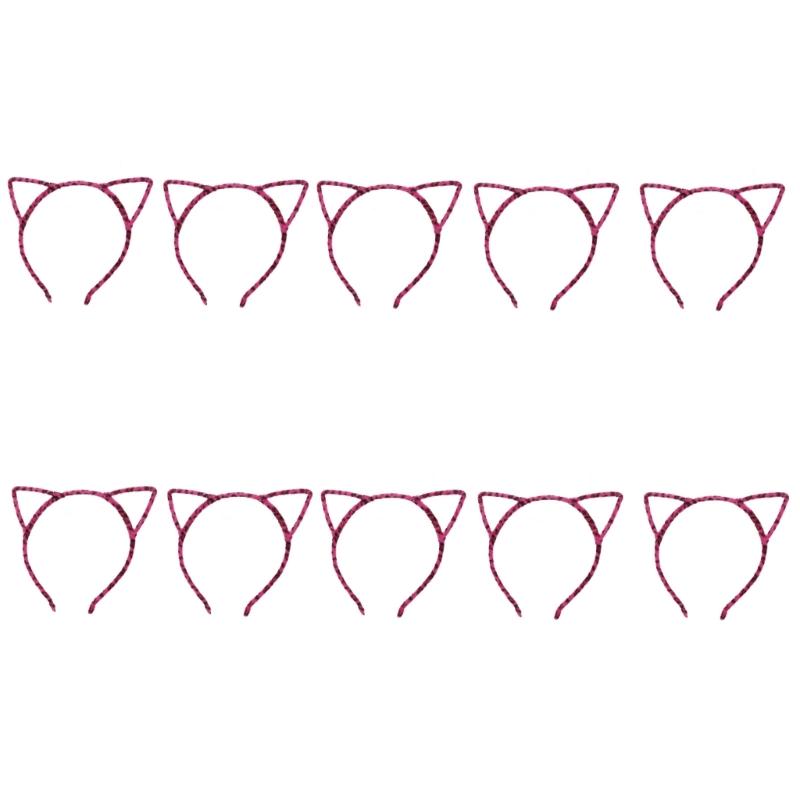 10Pieces Cats Ear Hairhoop Hair Styling Ornament Bendable Hairband For Kids Adults Theme Parties And Everyday Wear