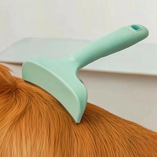 Curved Head Pet Comb Dense Teeth Deshedding Brush with Non-Slip Handle Gentle Pet Grooming Brush for All Coat Types Dogs Cats