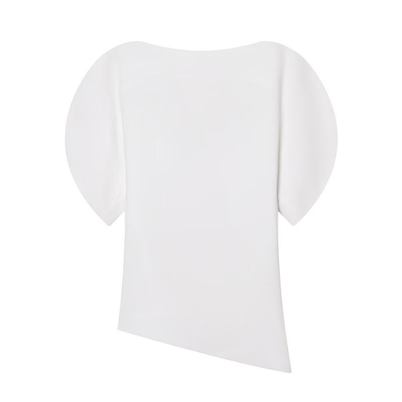 

2026 Spring Fashionable Asymmetrical Puff Sleeve Top Large білий