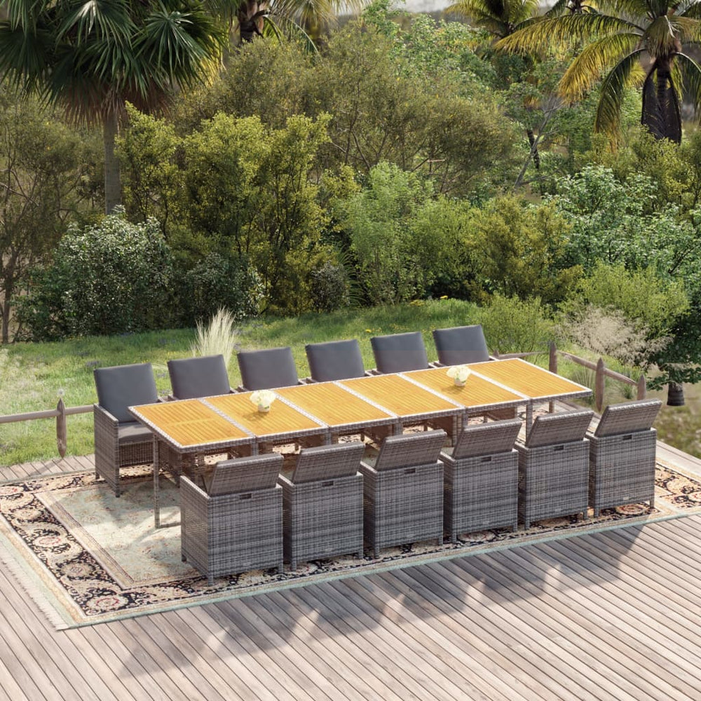 Ensemble à manger de jardin coussins 13 pcs Résine tressée