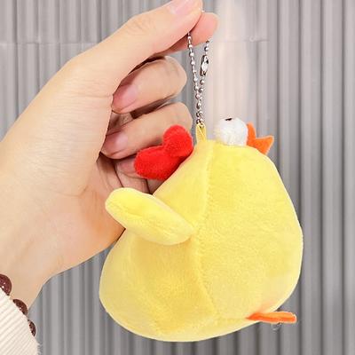 Lindo Llavero de Peluche de Pollo en Cuclillas, Pato Animador, Colgante para Bolso, Muñeco para Máquina de Grúa
