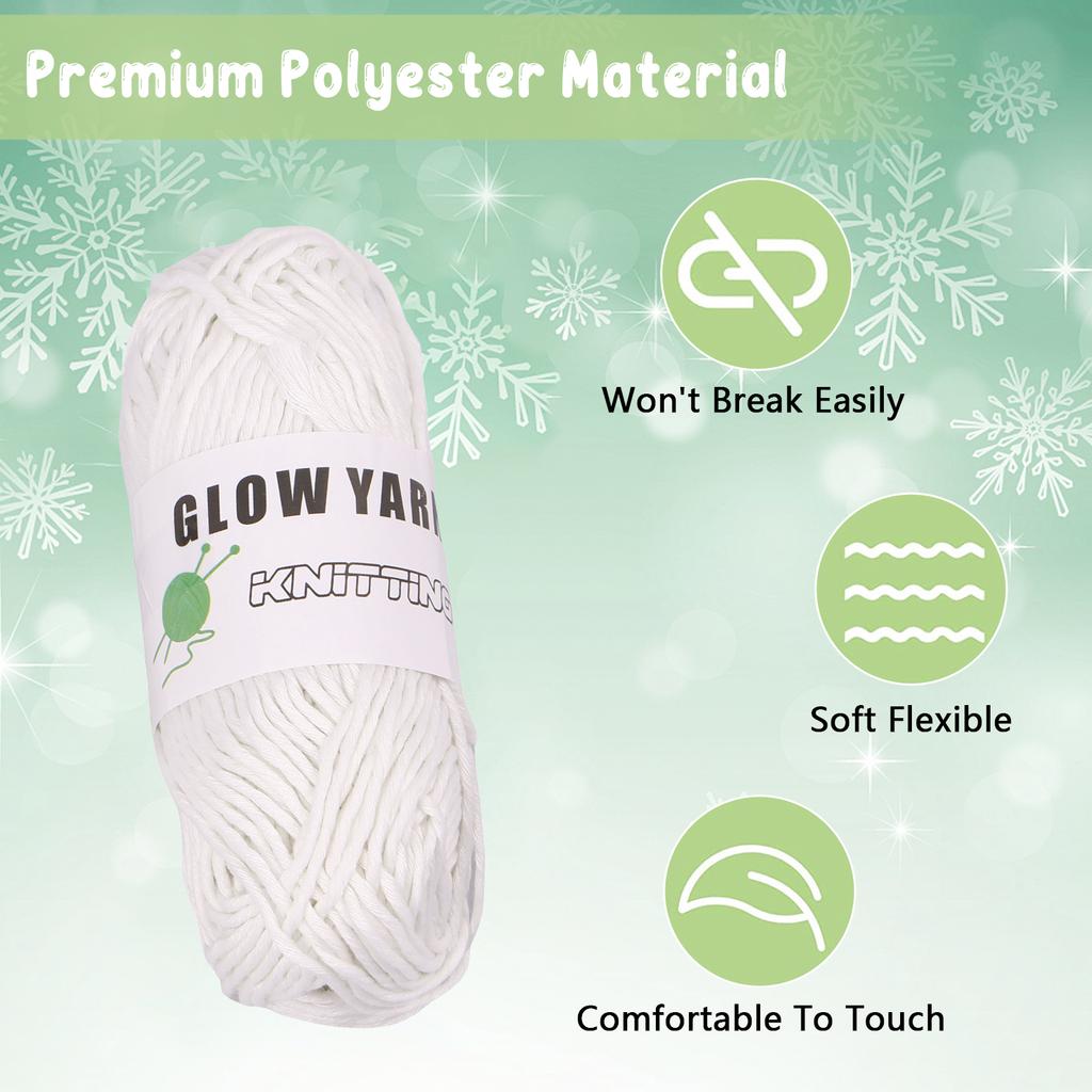 5 Rollen Leuchtgarn 58 Yards Leuchtgarn zum Häkeln Weiches Leucht-Häkelgarn Weißes Leuchtgarn Pullover Mütze Wollgarn
