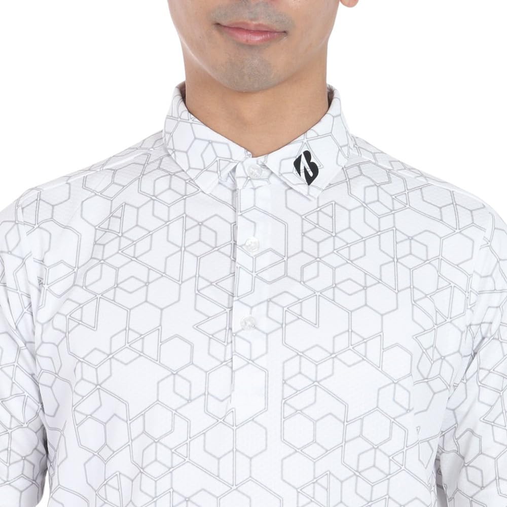 BRIDGESTONE Golf AGM03A Men's Short Sleeve Golf Shirt, White