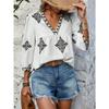 Women's Shirt Summer Fashion Printed Seven Sleeve V-Neck Top