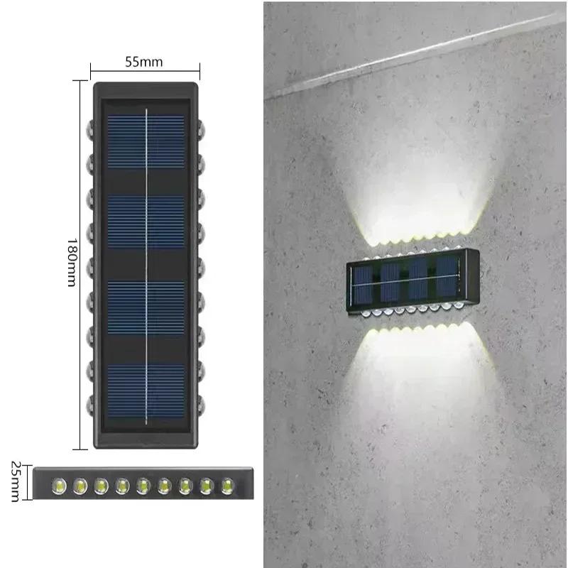 Solar Wall Lights Outdoor Warm/White Solar Wall Mount Porch Lamp Up And Down Lighting For Garden Street Landscape Balcony Patio