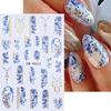 5pcs Metallic Gold Line Flower Nail Stickers 3D Bronzing Border Petals Sakura Leaf Nail Decals Slider DIY Elegant Manicure Decor