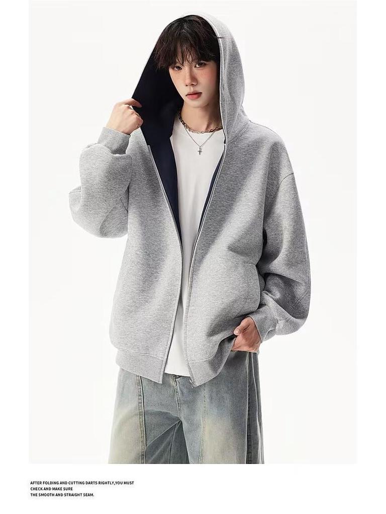 Unisex Autumn Trendy Loose Hooded Cardigan Jacket