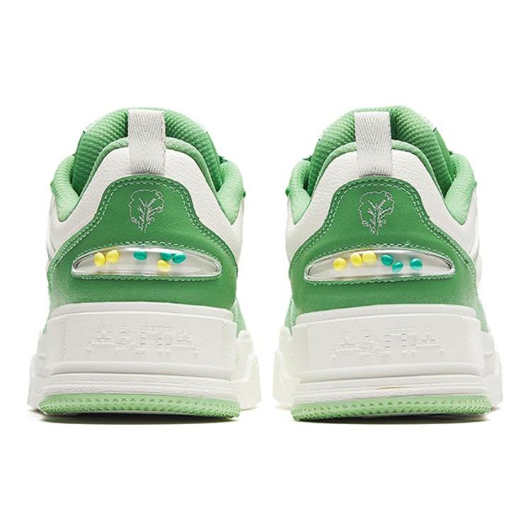 Anta Micro Sugar Puffy Shoes Anti Slip Wear Resistant Low Top Skateboard Shoes Men's White Green 912348001-5