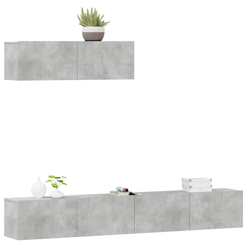 vidaXL 3-tlg. TV-Schrank-Set Betongrau Holzwerkstoff