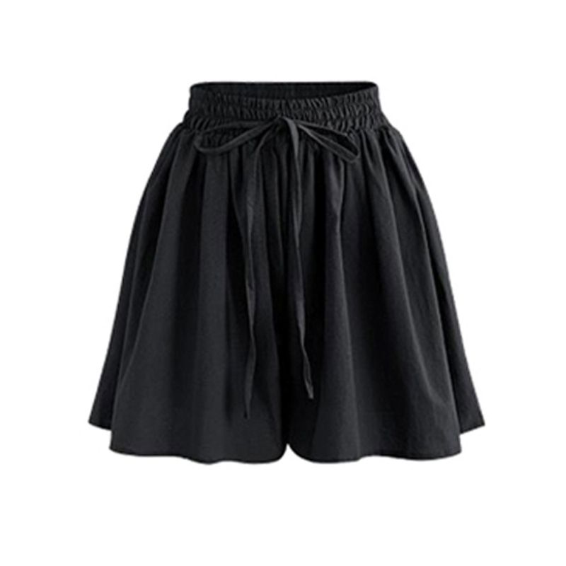 Solid-Color Striped Single-Layer Culotes Solid Lace-up Single Layer Culottes Women