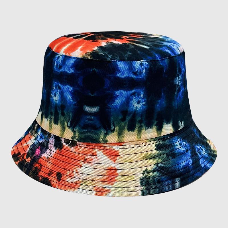 Neutral Summer Tie Dye Printed Fisherman Hat Outdoor Breathable Hat Sunshade