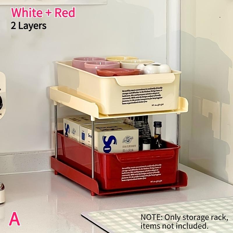 

Multifunction Coffee Tea Pod Storage Organizer Rack with Drawers Office Home Coffee Bars 2/3-Tier Desktop Shelf Sliding Drawers