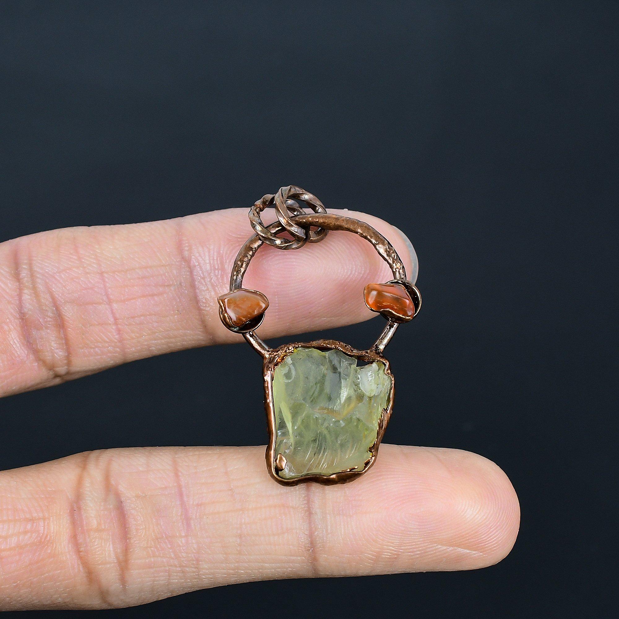 

Citrine Jewelry, Copper Electroformed Pendant Handmade Gemstone Jewelry, Gifts For Wife Brand New Pendant 2.55 Inches