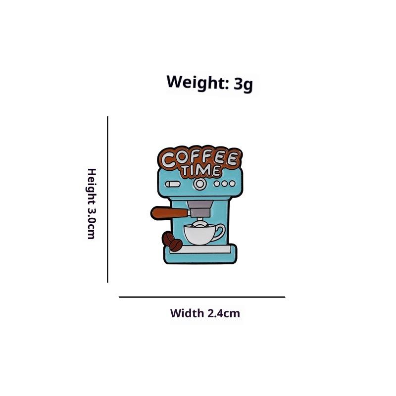 Creative Coffee Metal Badge I Love Coffee Enamel Brooch Coffee Bean Lapel Pins Croissant Coffee Machine Bag Jewelry Friend Gift