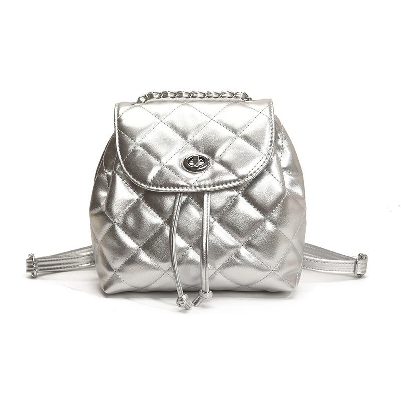 Rhombus embroidered thread women's backpack 2025 new trendy fashion versatile chain backpack exquisite super fire small schoolbag