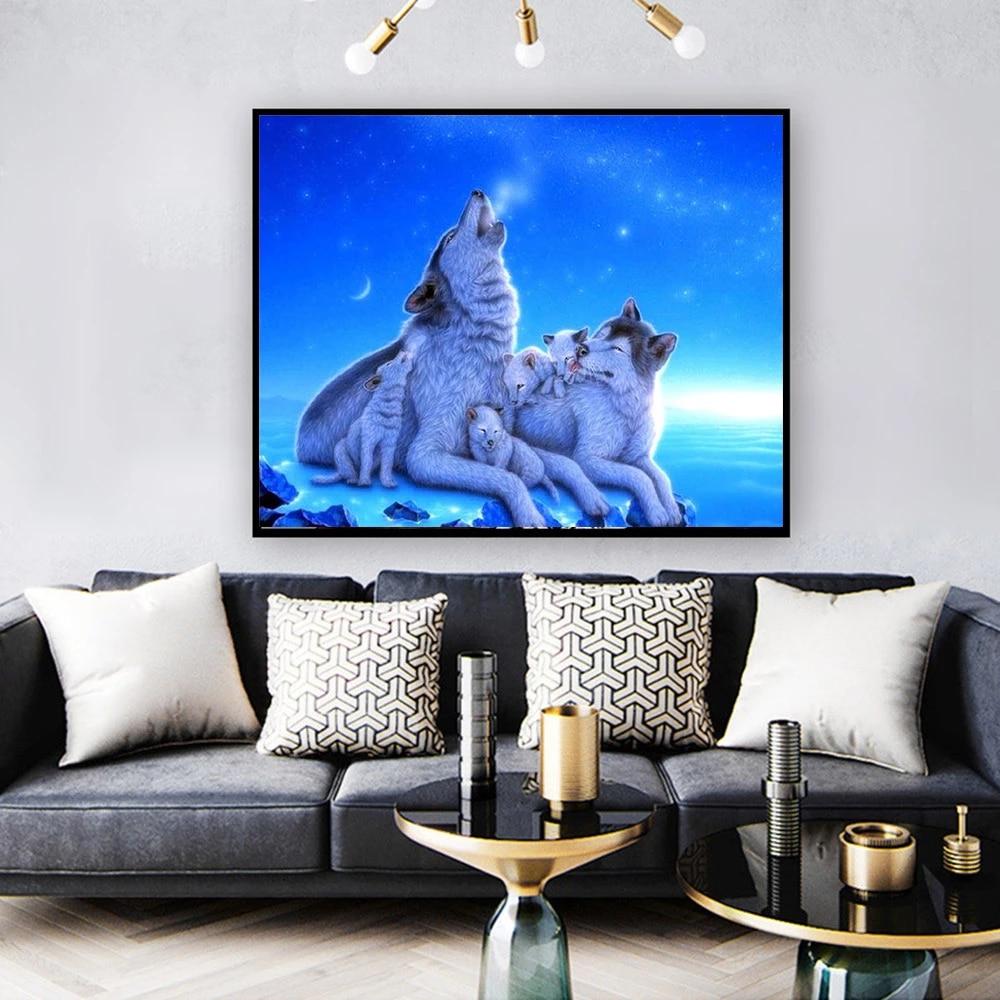Diamond Painting Animal Full Square Round Drill Craft Kit 5D Diamond Embroidery Wolf Snow Needlework Decor For Home