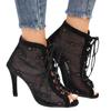Summer mesh lace embroidery fashion high heel cool boots fish mouth cross strap sandals cool boots