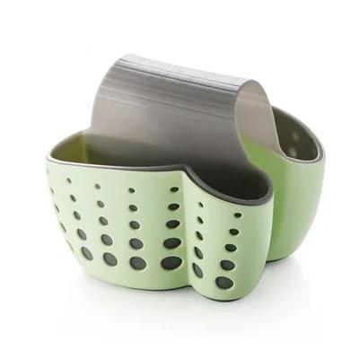 

2 Sided Kitchen Sponge Drain Rack Sink Scouring Pad Hanging Storage Basket Cleaning Brush Holder Soap Organizer Shelf зелёный