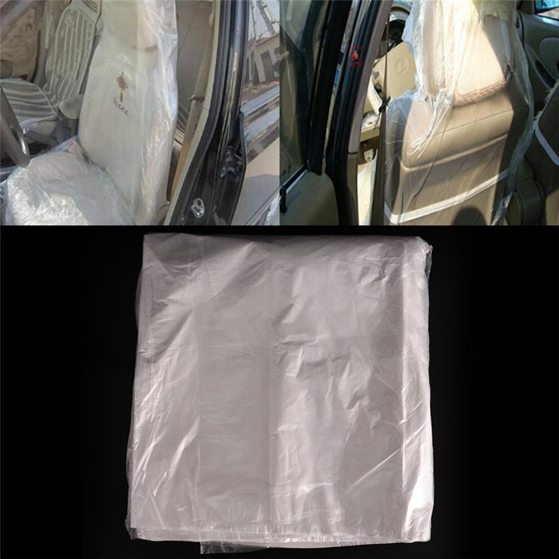 10pcs Disposable Plastic Car Seat Covers Protectors Mechanic Valet Roll Plastics Clear