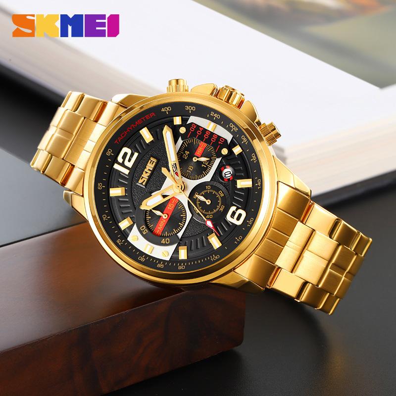 Skmei Luxury Men Watch Fashion Luminous Clock Steel Watch Calendar Quartz Wristwatch Business Watch