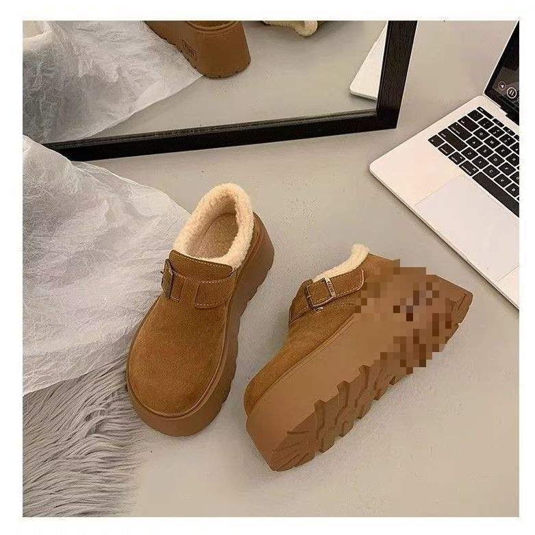 женские Birkenstocks на толстой подошве, пушистые, плюшевые, теплые, хлопковые, ретро, однопедальные, шапочки-обувь 36