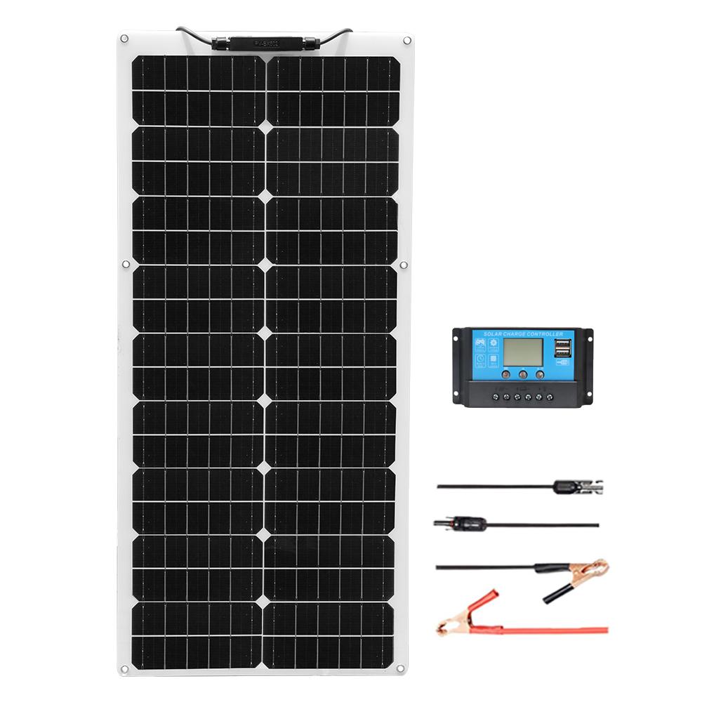 Flexible Solar Panel 50 Watt 12 Volt Monocrystalline Semi-Flexible Bendable 50W 100W Off-Grid Charger Marine RV Cabin Van Car 4