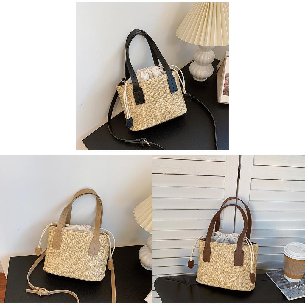 Summer Korean Woven Handbag With Pu Material For Casual Vacation Women