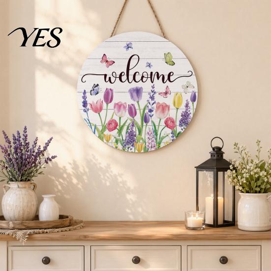 Durable Wooden Number Plaque Welcome Sign, Round Smooth Thorn-Free Hanging Wear-Resistant House Plate Wall Art Decoration, for Room Doors Office