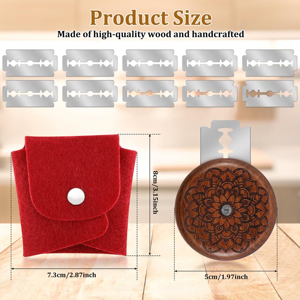 Teigschneider Kompakter Brotschneider Teigschneider 5cm Holz Sauerteig-Brotschneider mit 10 Edelstahlklingen