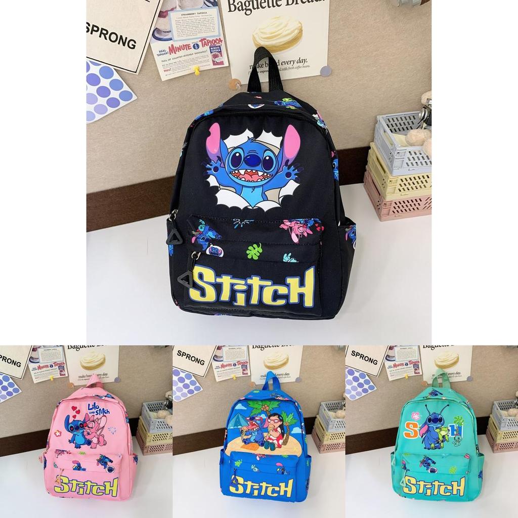 Cute Stitch Angel Lilo Beach Frog Cartoon Printed Children Backpack For Kindergarten And Outdoor Use