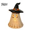 Holiday Atmospheric Night Lights Witch Hat Ghost Tealight Candle Holder, Vintage Resin Halloween Tabletop Decor Decorative for Countertops with